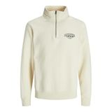 Jack&Jones Makoto Half Zip Erkek Ekru Dik Yaka Sweatshirt, XL