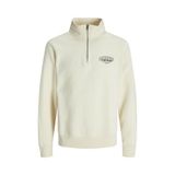 Jack&Jones Makoto Half Zip Erkek Ekru Dik Yaka Sweatshirt, XXL