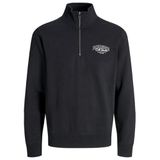 Jack&Jones Makoto Half Zip Erkek Siyah Dik Yaka Sweatshirt, L