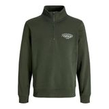 Jack&Jones Makoto Half Zip Erkek Yeşil Dik Yaka Sweatshirt, XL