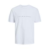 Jack&Jones Star Erkek Beyaz Yuvarlak Yaka Tişört, XL, 12234746-WHT
