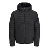 Jack&Jones State Packable Puffer Hood Erkek Siyah Kapüşonlu Mont, XL