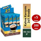 Jacobs 2si1 Ara Kahve Karışımı 40lı Paket x 5li SET - 40 Adet