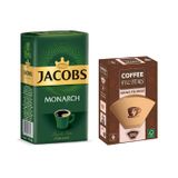 Jacobs Monarch 250 gr Filtre Kahve + Coffee Filters Filtre Kahve Kağıdı 1/4 100lü