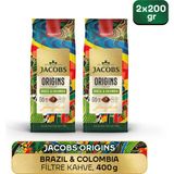 Jacobs Origins Brazil & Colombia Filtre Kahve 200 gr x2 Adet 400 gr Özel Kavrulmuş Taze Çekilmiş Lezzet