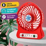 Jacom Şarj Edilebilir Masa Üstü Mini Fan - Kırmızı