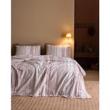 Jacquline King Size%100 Pamuk Ranforce Baskılı Çarşaflı Nevresim Takımı - Pudra