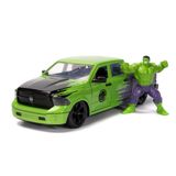 Jada Marvel 1:24 Dodge Ram 1500 Die-Cast Car & 2.75" İnanılmaz Hulk Figürü, Çocuklar ve Yetişkinler için Oyuncaklar