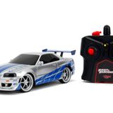Jada Toys Hızlı ve Öfkeli 1:24 2002 Nissan GT-R R34 Uzaktan Kumandalı Araba RC 2.4GHz, Çocuklar ve Yetişkinler için Oyuncaklar (99371), Gümüş