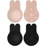 Jadalife 2 Çift Yapışkanlı Sütyen, Göğüs Kaldırma Askısız Sırtı Açık Sutyen, Nippless Kılıflar, Push Up Kendinden Görünmez Yapışkan Sütyen Kadınlar için, Bej ve siyah, 32FF