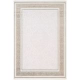 Jade Jd001b Beyaz Halı Klasik Gold Çerçeve Desenli Triko Akrilik Pamuk Tabanlı Kaymaz Salon Halısı 80 X 300 Beyaz