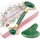 Jade Roller & Gua Sha SETI,%100 Doğal Yüz Rulo ve Vücut Masajı Güzellik Için Cilt Bakım Araçları, Kan Dolaşımını Artırır, Lenfatik Drenajı ve Kırışıkl - 000-Siyah
