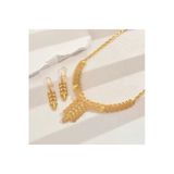 Jadem Gold 18 K Altın Kaplama Şık 3 Adet Set: Muhteşem Delikli Buğday Sapı Kolye Ve Küpe