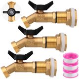 JaGely 3 Takım Pirinç Yağmur Namlusu Tıkaç Kiti Ağır Hizmet Bölmesi Bağlantılı Çeyrek Dönüşlü Küresel Vana Spigot Yağmur Namlu Musluk Kovası Akvaryumlar, Su Tankları, Küvetler, Havuzlar için Kova
