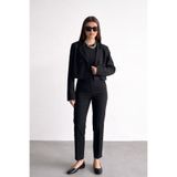 Jaglion New Season Siyah Düğme Detaylı Kadın Yazlık Crop Blazer Ceket