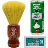 Jaguar 1071 Mix Ahşap Saplı Tıraş Fırçası, Derby Tıraş Sabunu ve 10'lu Jilet Seti