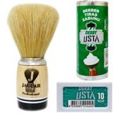 Jaguar 117/11 Ahşap Saplı Doğal Kıl Tıraş Fırçası, Derby Usta Tıraş Sabunu, 10'lu Jilet, Klasik Tıraş Seti