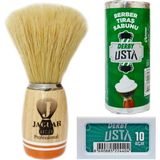 Jaguar 117/24 Profesyonel Ahşap Saplı Doğal Kıl Tıraş Fırçası, Derby Usta Tıraş Sabunu, 1