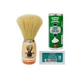 Jaguar Ahşap Saplı Doğal Kıl Tıraş Fırçası Jaguar 117/24, Derby Usta Tıraş Sabunu, 10'Lu Jilet Set
