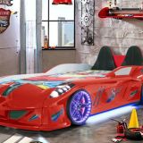 Jaguar Arabalı Yatak Fullledli Koltuklu, Kırmızı, 90X190