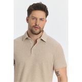 Jaguar Erkek Bej Pamuk Karışımlı Çekmeyen Likralı Kumaş Yırtmaç Detaylı Slim Fit Polo Yaka T-Shirt Bej XL
