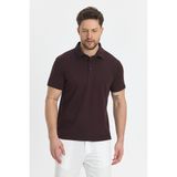 Jaguar Erkek Bordo Pamuk Karışımlı Çekmeyen Likralı Kumaş Yırtmaç Detaylı Slim Fit Polo Yaka Tişört - 2XL
