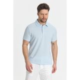 Jaguar Erkek Buz Mavi Pamuk Karışımlı Çekmeyen Likralı Kumaş Yırtmaç Detaylı Slim Fit Polo Yaka Tişört