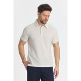 Jaguar Erkek Ekru Pamuk Karışımlı Çekmeyen Likralı Kumaş Yırtmaç Detaylı Slim Fit Polo Yaka Tişört - 2XL