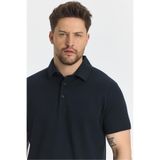Jaguar Erkek Lacı Pamuk Karışımlı Çekmeyen Likralı Kumaş Yırtmaç Detaylı Slim Fit Polo Yaka T-Shirt Lacivert M