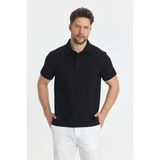 Jaguar Erkek Siyah Pamuk Karışımlı Çekmeyen Likralı Kumaş Yırtmaç Detaylı Slim Fit Polo Yaka Tişört - 3XL