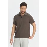 Jaguar Erkek Vizon Pamuk Karışımlı Çekmeyen Likralı Kumaş Yırtmaç Detaylı Slim Fit Polo Yaka Tişört - 2XL