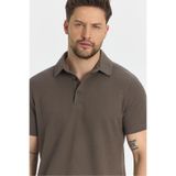 Jaguar Erkek Vizon Pamuk Karışımlı Çekmeyen Likralı Kumaş Yırtmaç Detaylı SlimFit Polo Yaka T-Shirt Vizon L