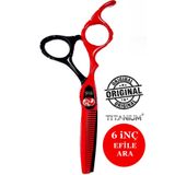 Jaguar Jaguar Kırmızı Seri Ara Makas Efile Saç Kesim Makası Deri Çantalı Pro Berber Kuaför 6 İnç XLJ54A