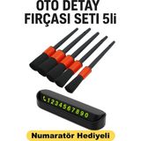 Jaguar Xj 2.0 Luxury Lwb Araca Uygun Oto Detay Fırçası Seti 5 'li - Numaratör Hediyeli - Siyah - Kırmızı
