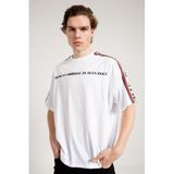 JAHR MARC Baskılı Beyaz Oversize Erkek T-Shirt