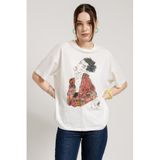 JAHR MARC Özel Tasarım Egon Schiele Baskılı Oversize Beyaz Kadın T-shirt