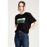 JAHR MARC Siyah Baskılı Oversize Kadın T-shirt