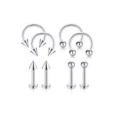Jaida Moda 316l Çelik Gümüş Renk 8li Set Septum Ve Tragus Helix Piercing