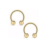 Jaida Moda 316l Cerrahi Çelik 2'li Set 6mm Top Uçlu Altın Renk Septum Piercing