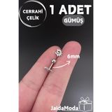 Jaida Moda 316l Cerrahi Çelik Gümüş Güneş Figürlü Tragus, Kıkırdak, Helix 6mm Piercing