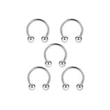 Jaida Moda 316l Cerrahi Çelik Gümüş Renk 5li Set Septum Piercing