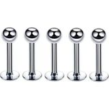 Jaida Moda 316L Cerrahi Çelik Gümüş Renk 5li Set Tragus Helix Piercing