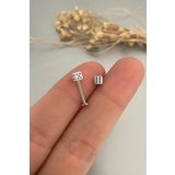 Jaida Moda 316l Cerrahi Çelik Gümüş Zar Figürlü Tragus, Kıkırdak, Helix Piercing