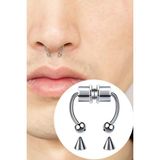 Jaida Moda Gri Mıknatıslı Fake Septum Piercing - Standart - Gümüş