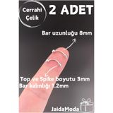 Jaida Moda Gri Top ve Spike Uçlu Kaş, Rook, Conch, Daith Çelik Piercing 2 Adet