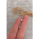 Jaida Moda Kadın Gümüş Yonca Figür Çelik Tragus Helix Kıkırdak Piercing