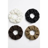 Jaida Moda Kadın Soft Renkler 4’lü Lastikli Toka Seti Pastel Scrunchie Saç Tokası