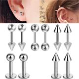 Jaida Moda Unisex 316L Cerrahi Çelik 10'lu Set Targus Helix Piercing - Standart - Gümüş