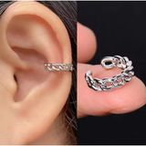 Jaida Moda Unisex Sıkıştırma Deliksiz Yuvarlak Model Çelik Kıkırdak Küpe Ear Cuff - Standart - Gümüş