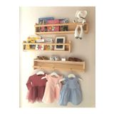 Jaju Baby 50 Cm 3lü Naturel Raf Askılık Montessori Çocuk Odası Aksesuar Dekorasyon